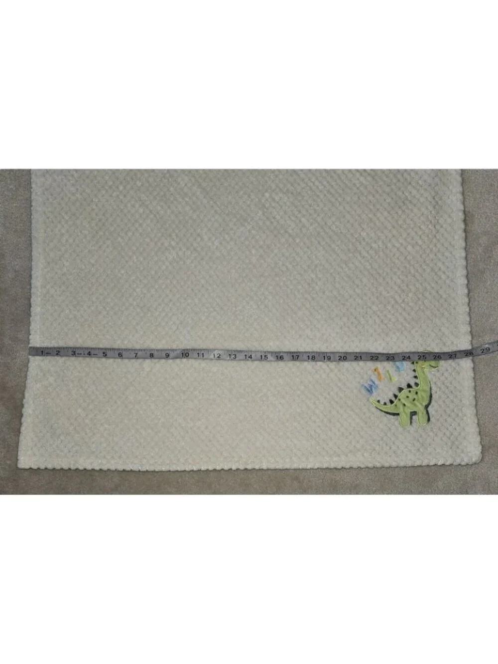Kit + Pearl Wild Dinosaur Baby Blanket RN 72409 Ivory Fleece Waffle Weave 28x40